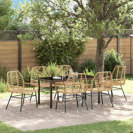 Trädgårdsmöbelset 7 pcs Brun konstrotting