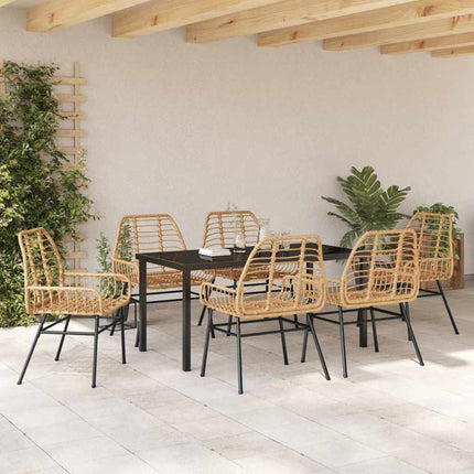 Trädgårdsmöbelset 7 pcs Brun konstrotting