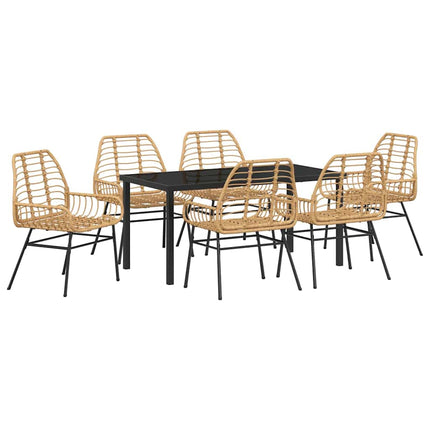 Trädgårdsmöbelset 7 pcs Brun konstrotting