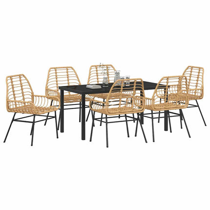 Trädgårdsmöbelset 7 pcs Brun konstrotting
