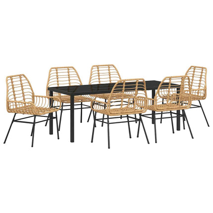 Trädgårdsmöbelset 7 pcs Brun konstrotting
