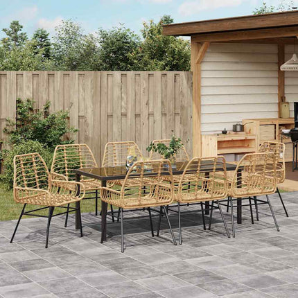 Trädgårdsmöbelset 9 pcs Brun konstrotting