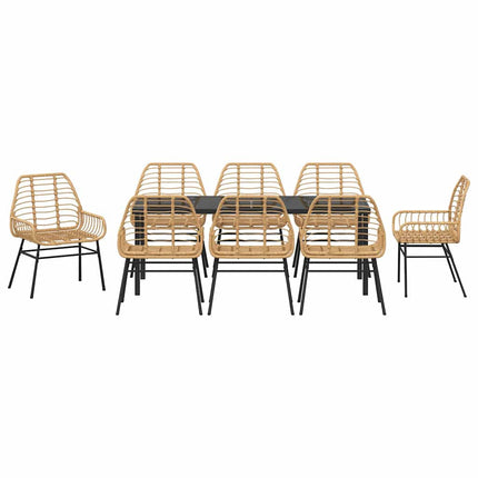 Trädgårdsmöbelset 9 pcs Brun konstrotting