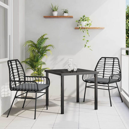 Trädgårdsmöbelset 3 pcs Svart konstrotting