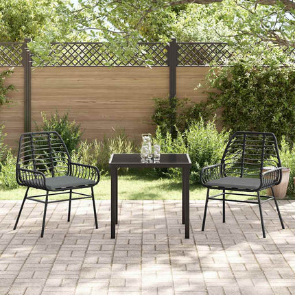 Trädgårdsmöbelset 3 pcs Svart konstrotting