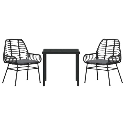 Trädgårdsmöbelset 3 pcs Svart konstrotting