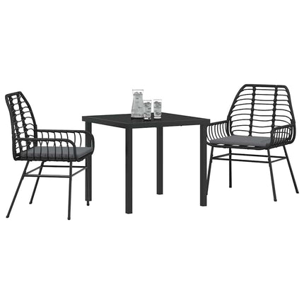 Trädgårdsmöbelset 3 pcs Svart konstrotting