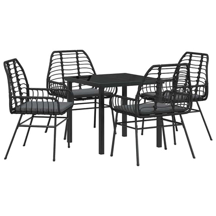 Trädgårdsmöbelset 5 pcs Svart konstrotting