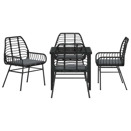 Trädgårdsmöbelset 5 pcs Svart konstrotting