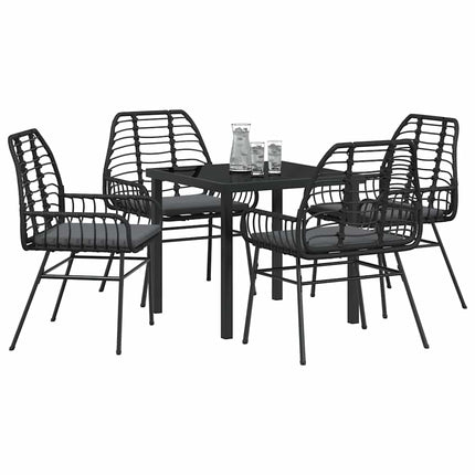 Trädgårdsmöbelset 5 pcs Svart konstrotting
