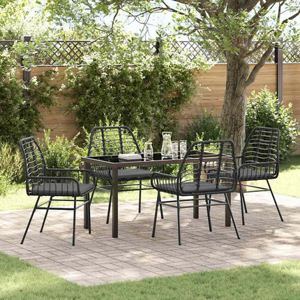 Trädgårdsmöbelset 5 pcs Svart konstrotting