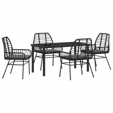 Trädgårdsmöbelset 5 pcs Svart konstrotting