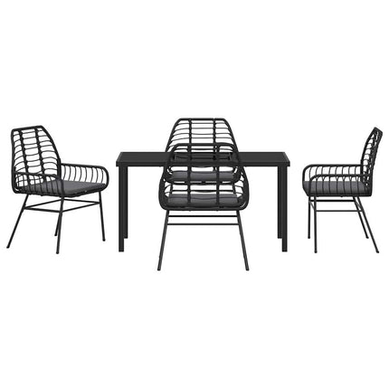 Trädgårdsmöbelset 5 pcs Svart konstrotting