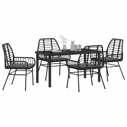 Trädgårdsmöbelset 5 pcs Svart konstrotting