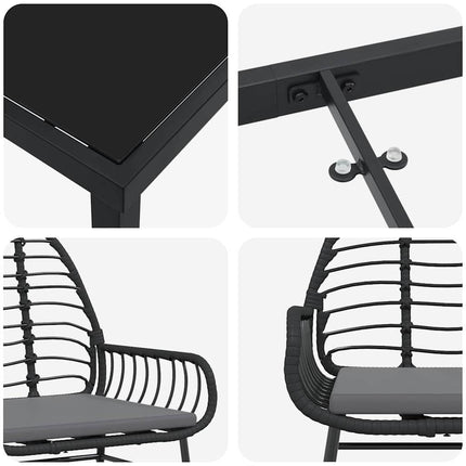 Trädgårdsmöbelset 5 pcs Svart konstrotting