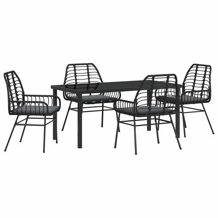 Trädgårdsmöbelset 5 pcs Svart konstrotting