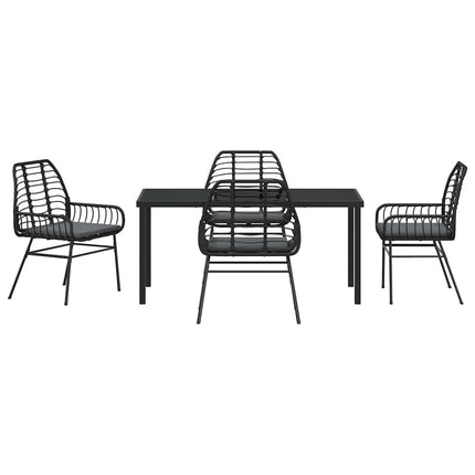 Trädgårdsmöbelset 5 pcs Svart konstrotting