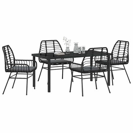 Trädgårdsmöbelset 5 pcs Svart konstrotting
