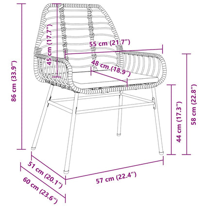 Trädgårdsmöbelset 5 pcs Svart konstrotting