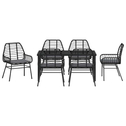 Trädgårdsmöbelset 7 pcs Svart konstrotting