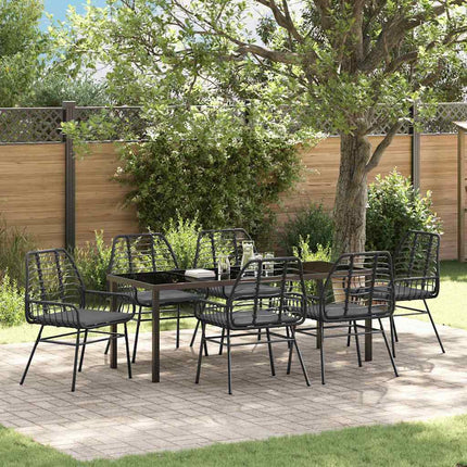 Trädgårdsmöbelset 7 pcs Svart konstrotting