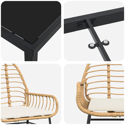 Trädgårdsmöbelset 3 pcs Brun konstrotting