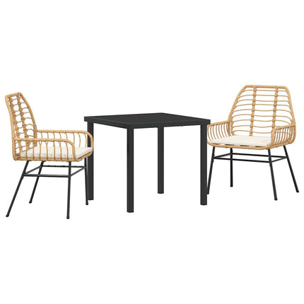 Trädgårdsmöbelset 3 pcs Brun konstrotting