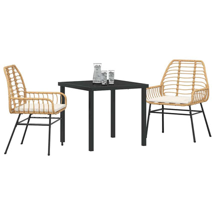 Trädgårdsmöbelset 3 pcs Brun konstrotting