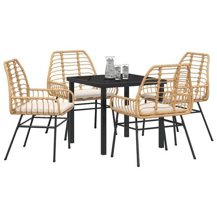 Trädgårdsmöbelset 5 pcs Brun konstrotting