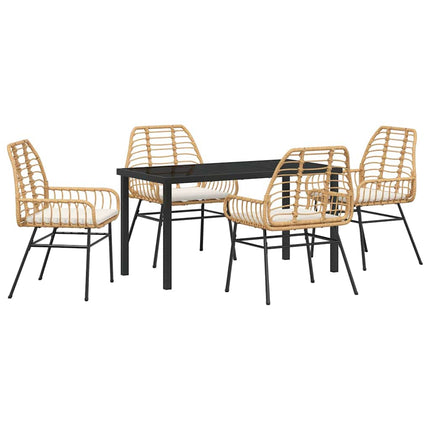 Trädgårdsmöbelset 5 pcs Brun konstrotting