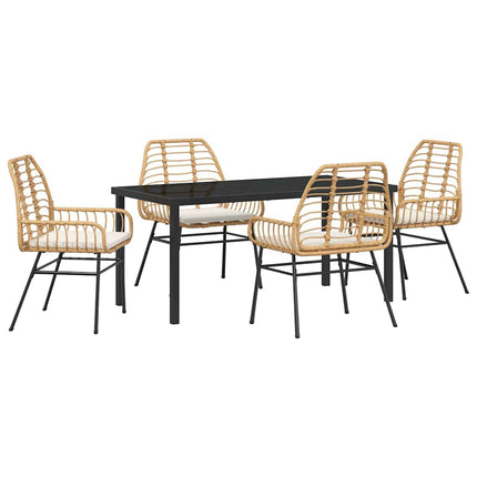 Trädgårdsmöbelset 5 pcs Brun konstrotting