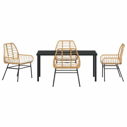 Trädgårdsmöbelset 5 pcs Brun konstrotting
