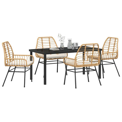 Trädgårdsmöbelset 5 pcs Brun konstrotting