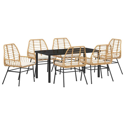 Trädgårdsmöbelset 7 pcs Brun konstrotting