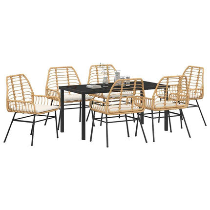 Trädgårdsmöbelset 7 pcs Brun konstrotting
