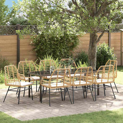 Trädgårdsmöbelset 9 pcs Brun konstrotting