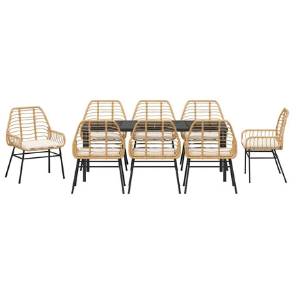 Trädgårdsmöbelset 9 pcs Brun konstrotting
