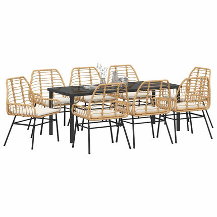 Trädgårdsmöbelset 9 pcs Brun konstrotting
