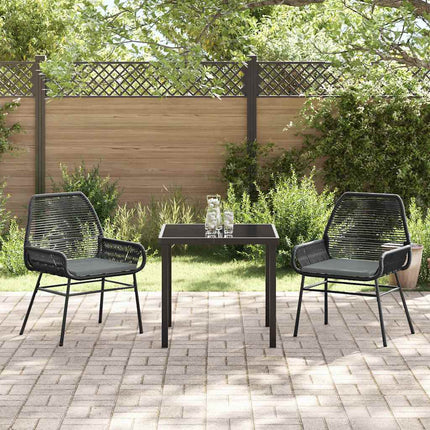 Trädgårdsmöbelset med kudde 3 pcs Svart konstrotting