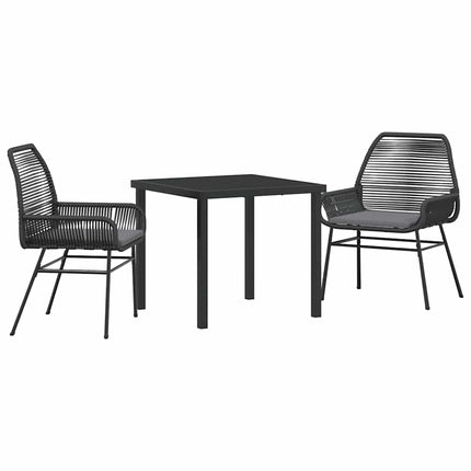 Trädgårdsmöbelset med kudde 3 pcs Svart konstrotting