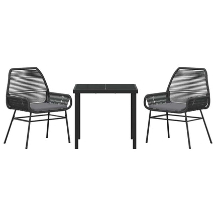 Trädgårdsmöbelset med kudde 3 pcs Svart konstrotting