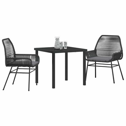 Trädgårdsmöbelset med kudde 3 pcs Svart konstrotting