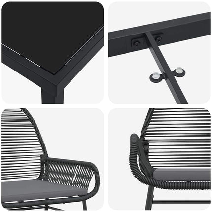 Trädgårdsmöbelset med kudde 5 pcs Svart konstrotting