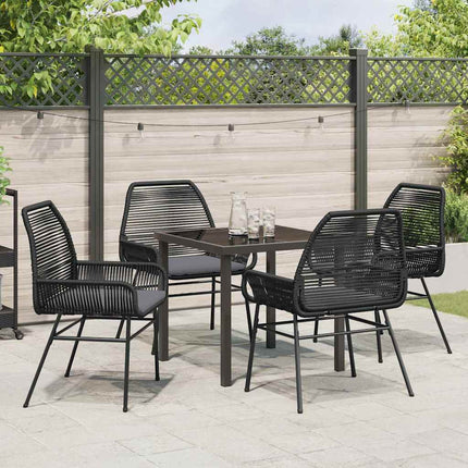 Trädgårdsmöbelset med kudde 5 pcs Svart konstrotting
