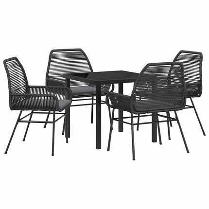 Trädgårdsmöbelset med kudde 5 pcs Svart konstrotting