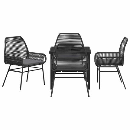 Trädgårdsmöbelset med kudde 5 pcs Svart konstrotting