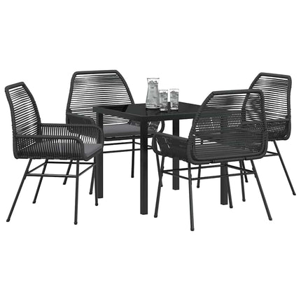 Trädgårdsmöbelset med kudde 5 pcs Svart konstrotting