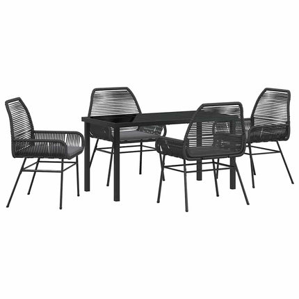 Trädgårdsmöbelset med kudde 5 pcs Svart konstrotting