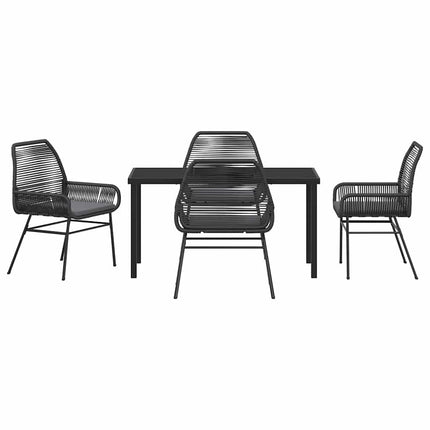 Trädgårdsmöbelset med kudde 5 pcs Svart konstrotting