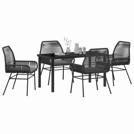 Trädgårdsmöbelset med kudde 5 pcs Svart konstrotting